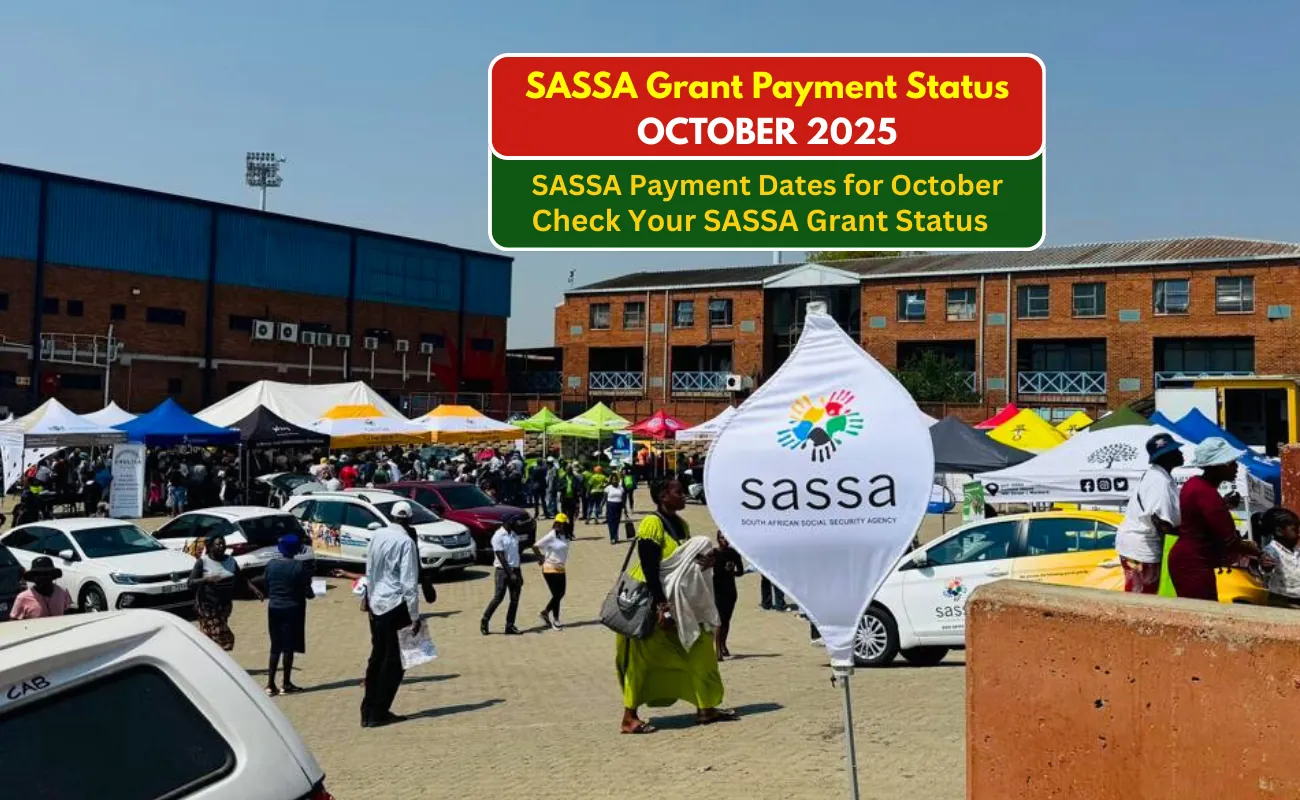 Beneficiaries outside the SASSA office to collect grant payments, Check your SASSA grant payment status for October 2025