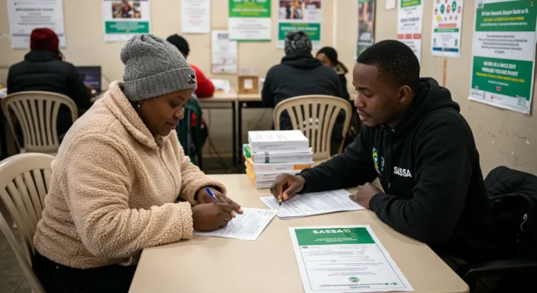 SASSA officer assists a beneficiary in completing an appeal application form at a local office, Appeal Your SASSA R370 Grant For September 2025